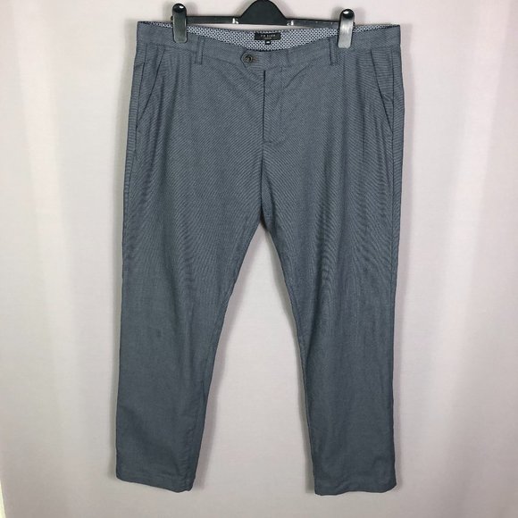 Ted Baker London Navy Dotted Penguin Slim Cotton Blend Chino Pants Size … - Picture 2 of 11